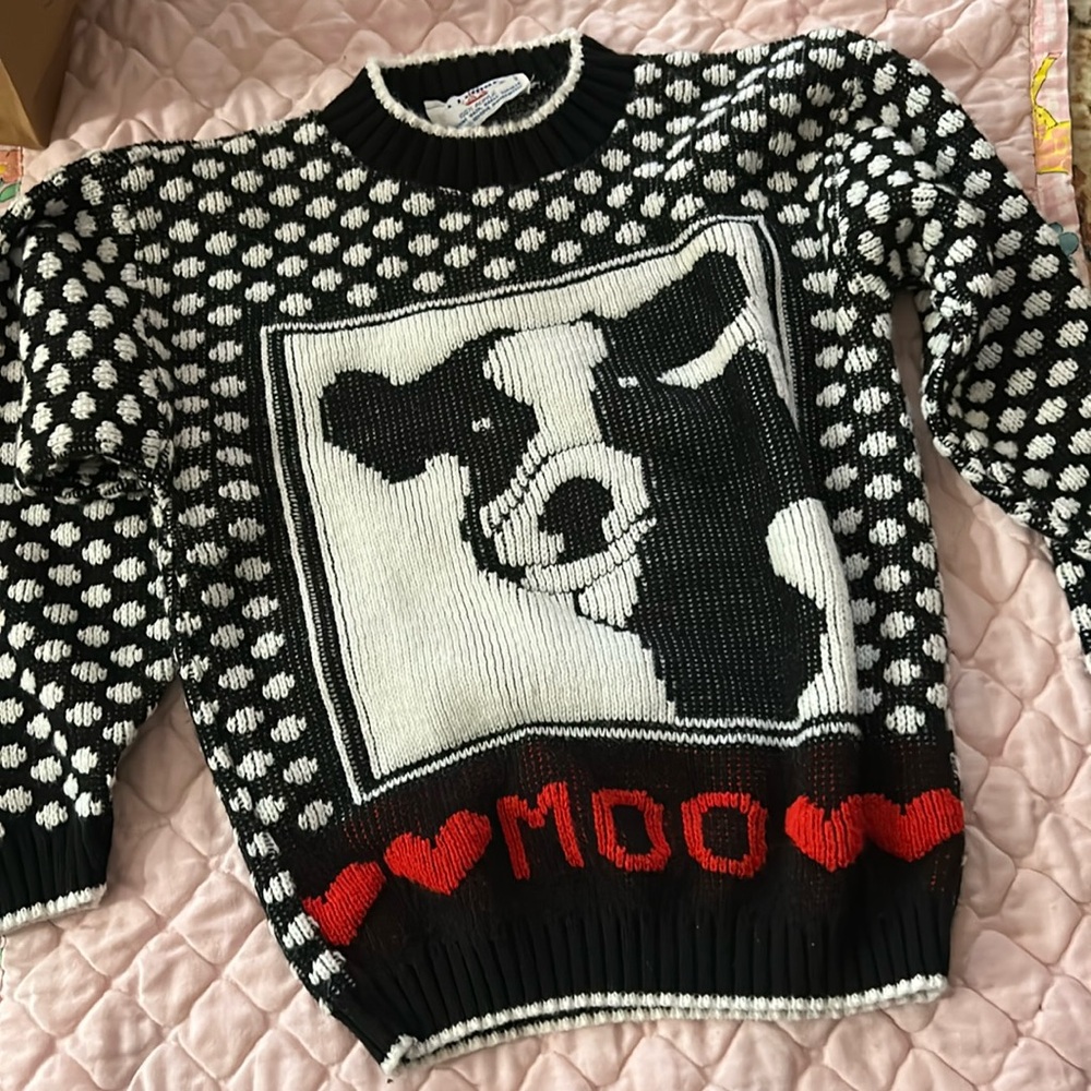 Vintage Kids Cow Sweater